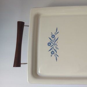 Vgt Corning Ware Blue Cornflower Broil Bake Pan Serving Tray P35 with Wired Rack